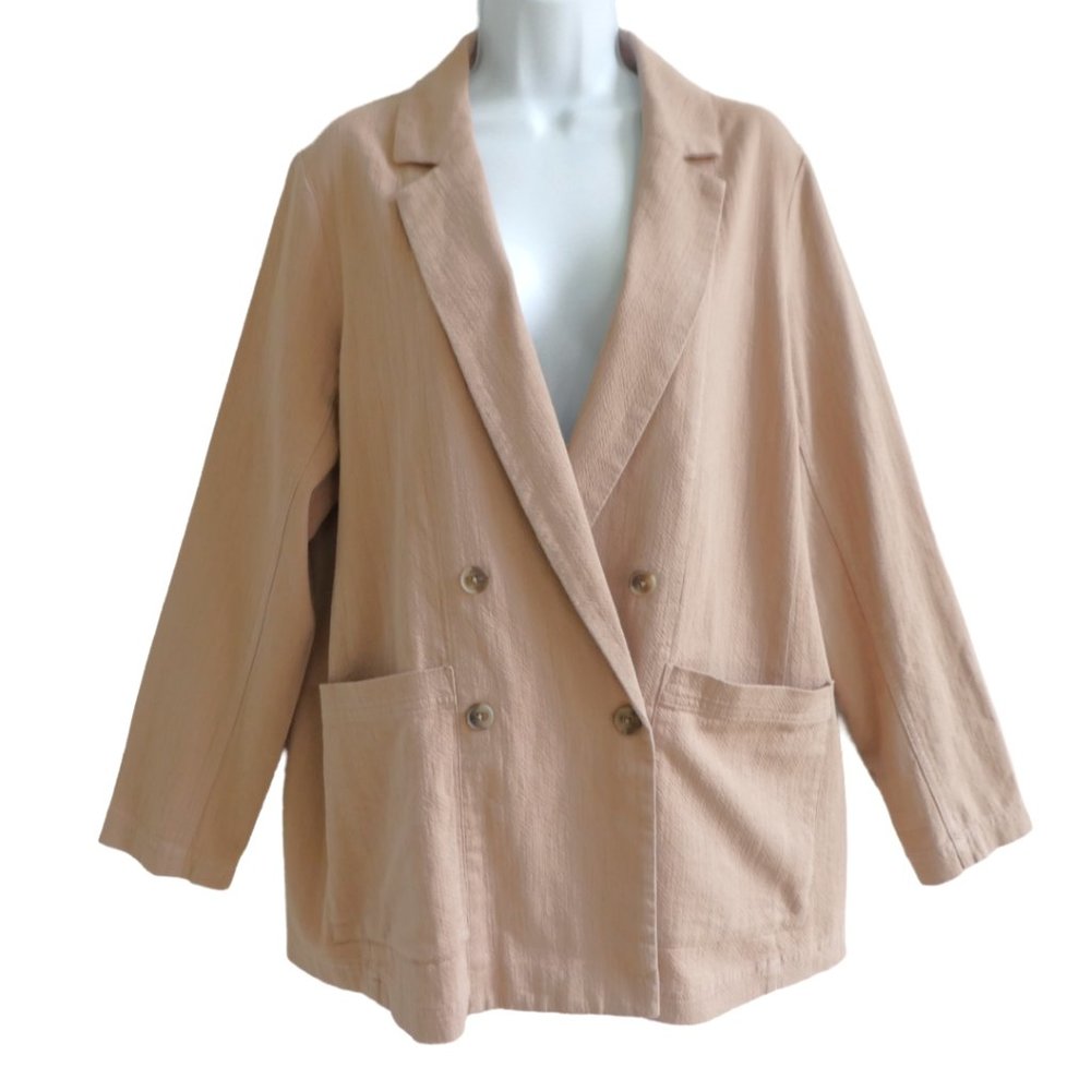 Gentle Fawn Field Blazer Textured Cotton Twill Double Breasted Patch Pockets M